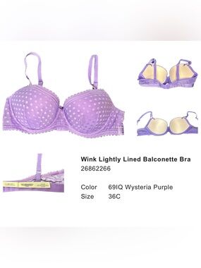 PINK Victoria's Secret Wysteria Purple Lightly Lined Balconette Bra - 36C